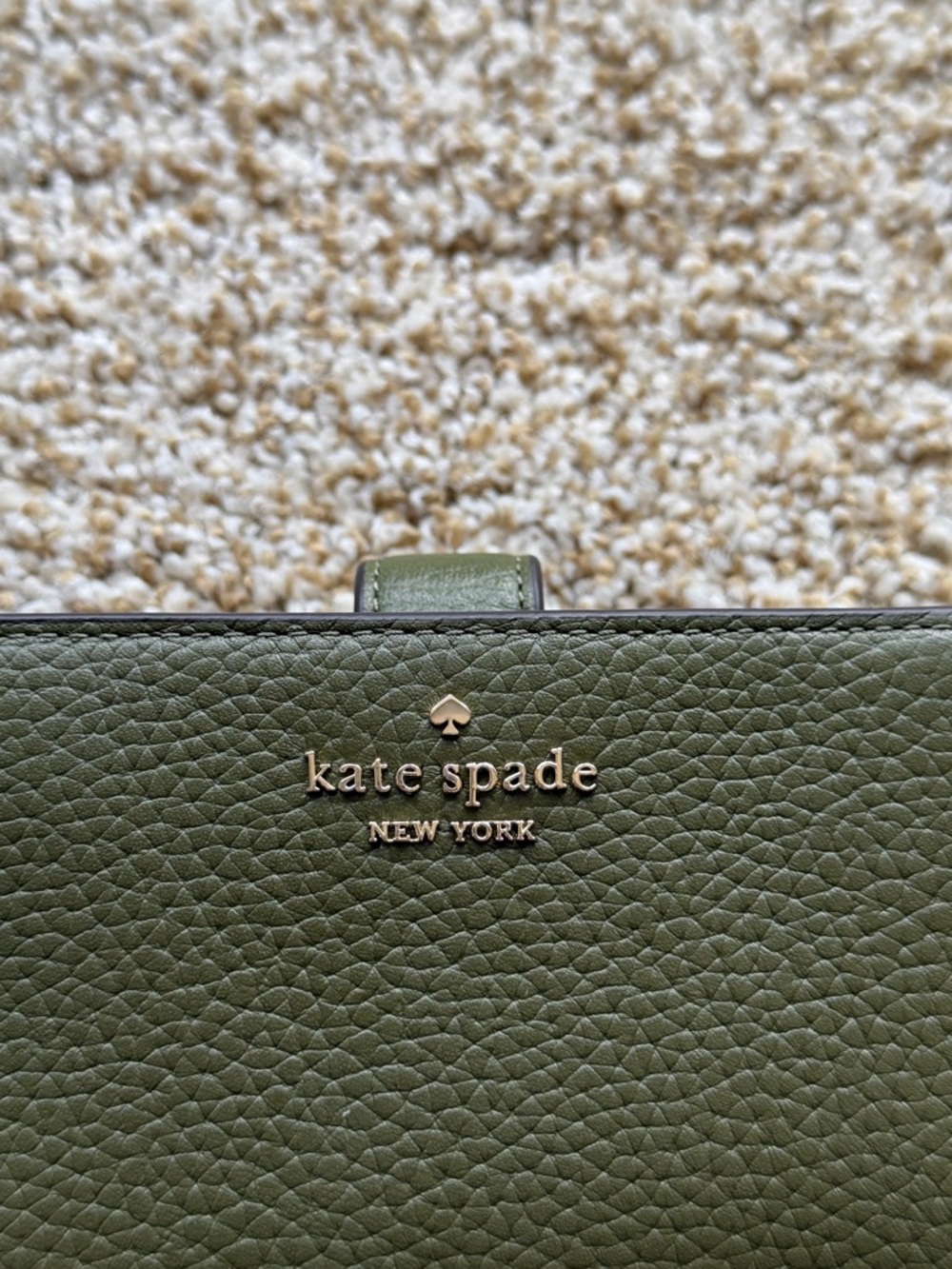 New Kate Spade Lena Medium Compact Bifold Wallet Pebble Leather Olive Green - Picture 10 of 12